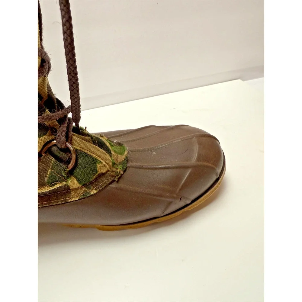 Vintage Browning Camo Duck Boots Made in Canada Embossed Sole Hunting Size 10